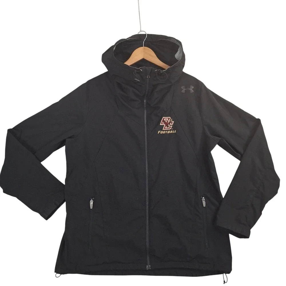 Under Armour Boston College Eagles Jacket Mens Large Black Hooded Windbreaker